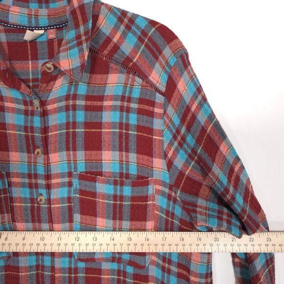 Anthropologie PILCRO Shirt SMALL Plaid Tunic Long Duster Button Down Maxi - Picture 7 of 13